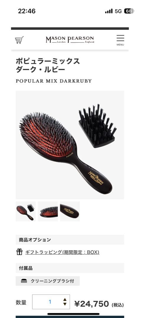 ぷりん　MASON PEARSON ポピュラーミックスダークルビー