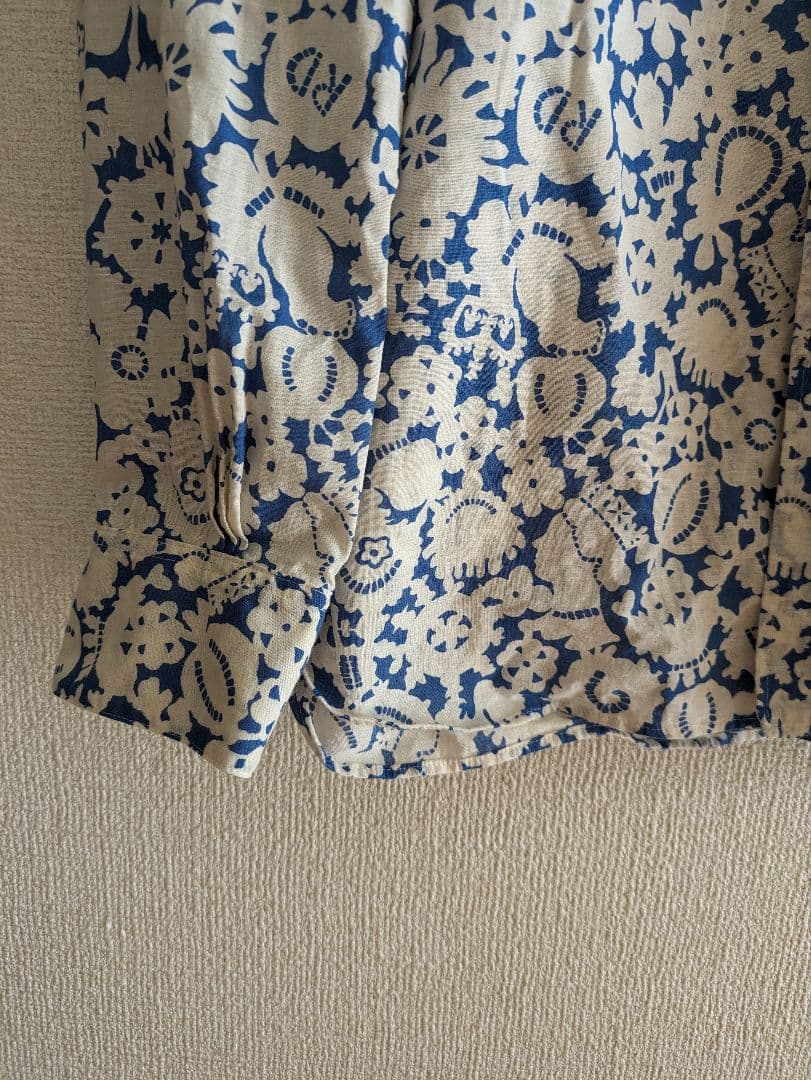 オールドマンズテーラー　モノトリックプリントラウンドカラーシャツ L