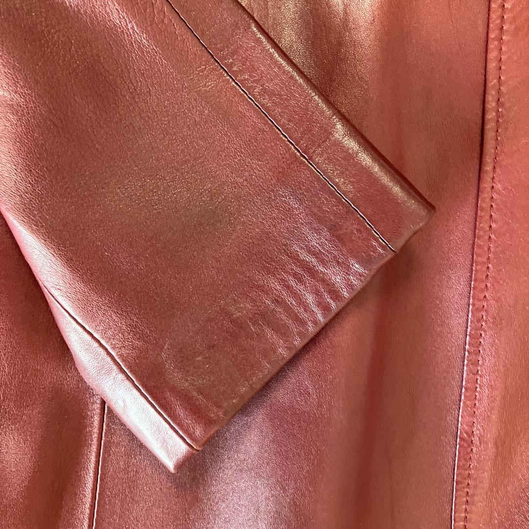 バーガンディ 羊皮コートフォックスファー付き　インナーはラビット取り外し可能