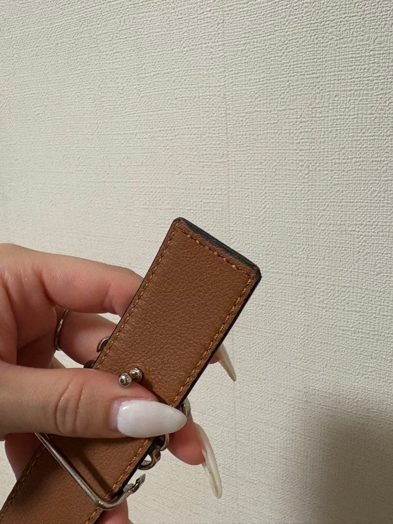 LOEWE レザーベルト ブラック シルバーアナグラム サイズ100