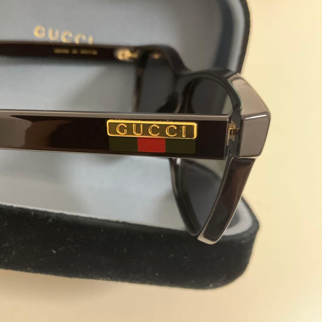 グッチ GUCCI サングラス スクエア　太ブチ　ブラック　金
