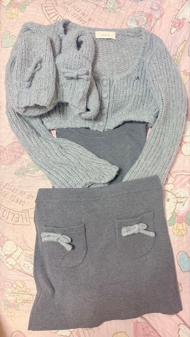 ワンピース andmary Zoff muffler knit set up