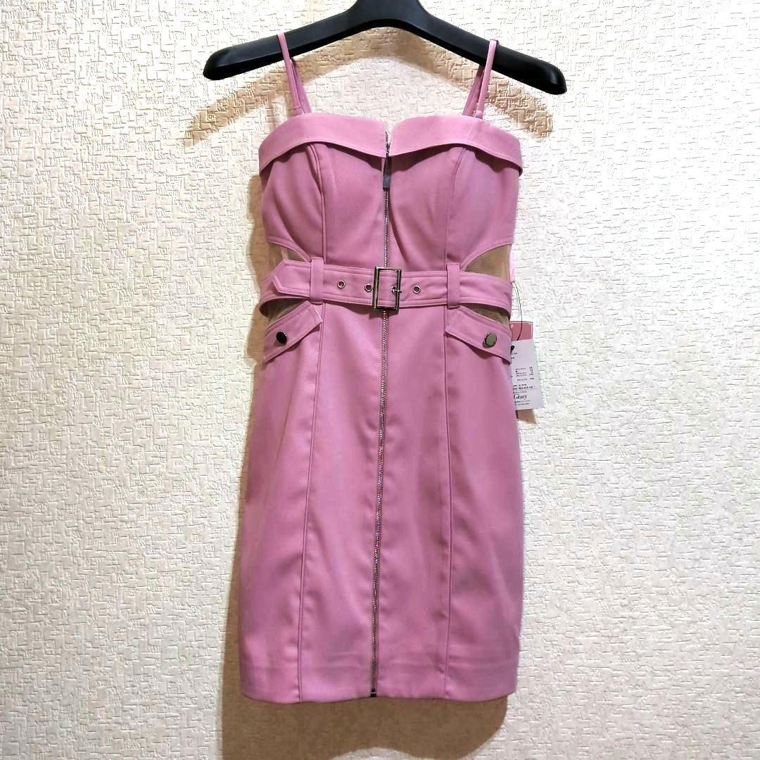 Glossyキャバドレス【新品未使用】ピンクノースリーブミニワンピース Sサイズ