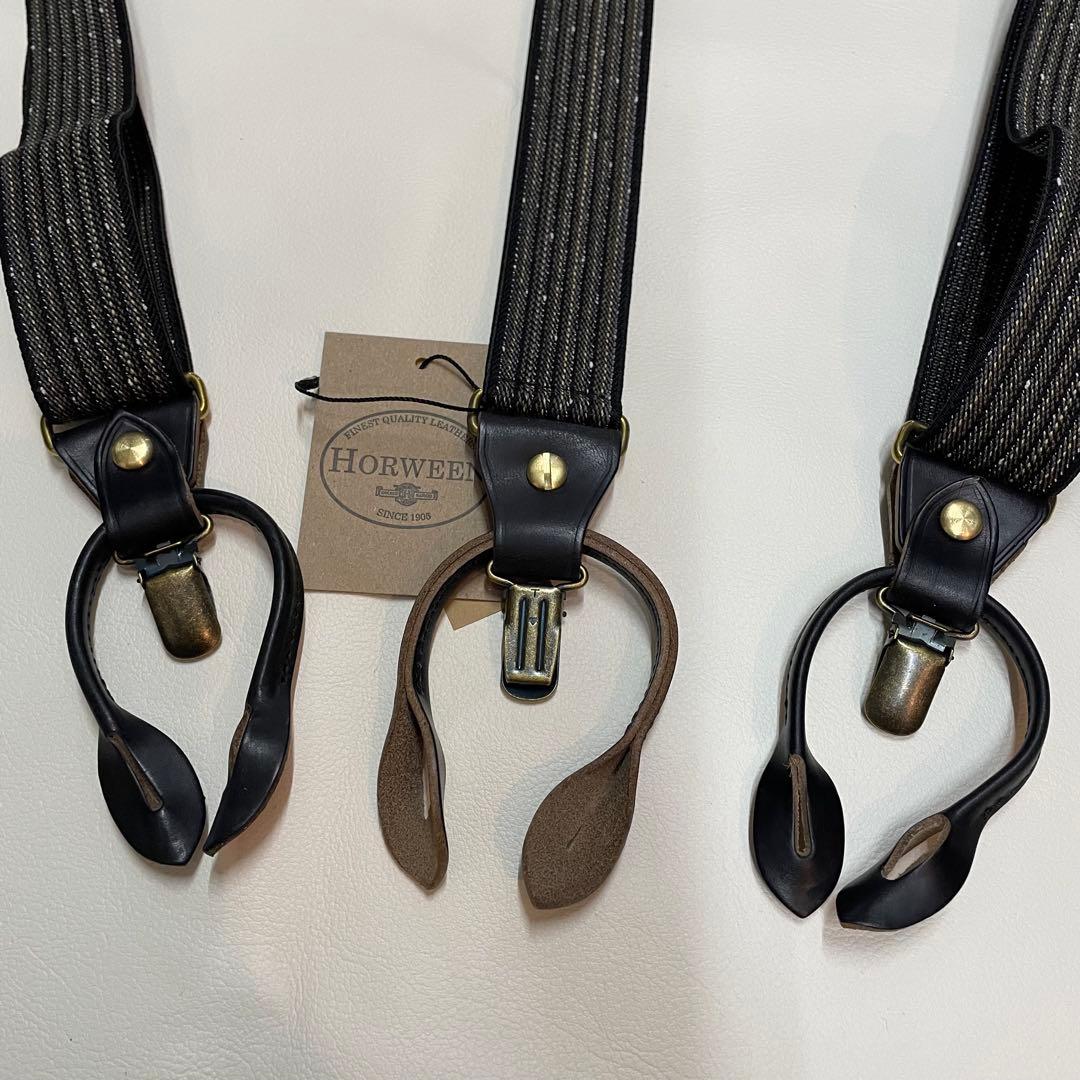 アートブラウン製 クロムエクセルレザー 黒×杢黒 サスペンダー