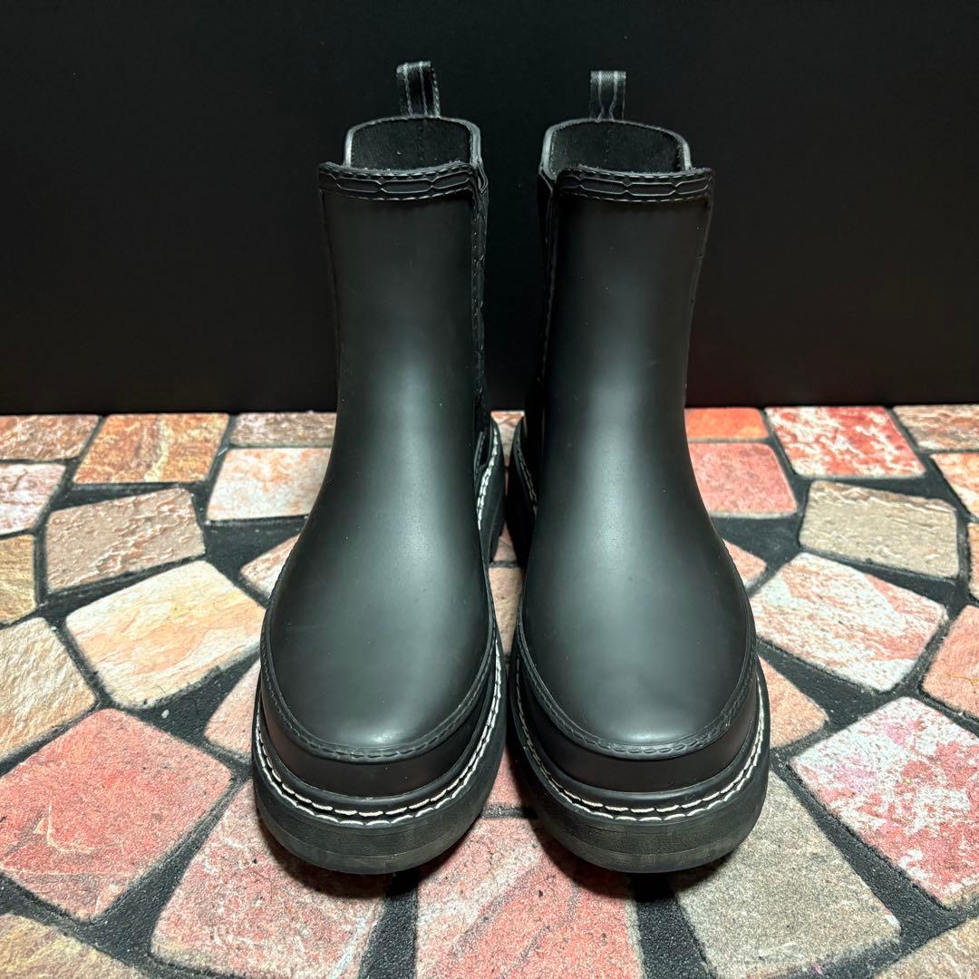 ほぼ新品 ハンター　ショートブーツ　厚底 レインブーツ　25cm ブラック　黒