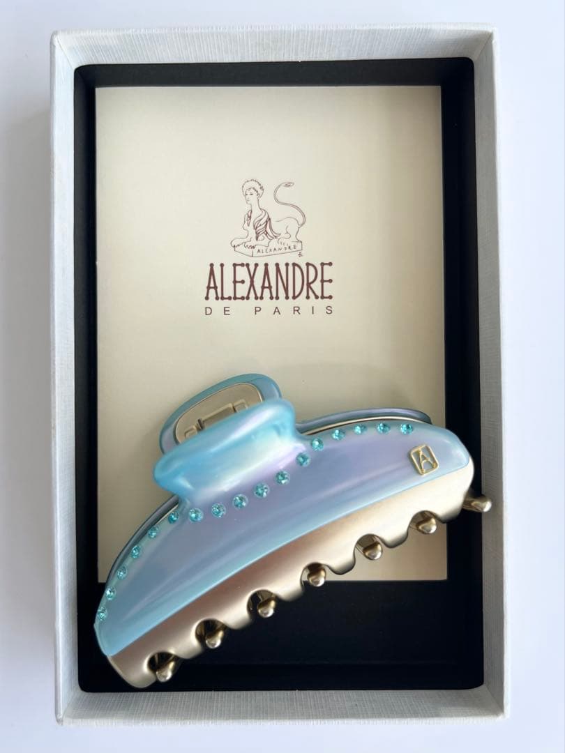 アレクサンドル ドゥ パリ バレッタ ブルー クリスタルビーズ付き