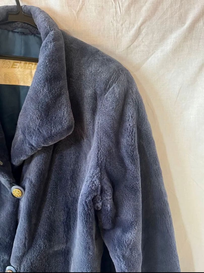 【保証書付き】定価75万円 EMBA シェアードミンクミネラルブルーロングコート