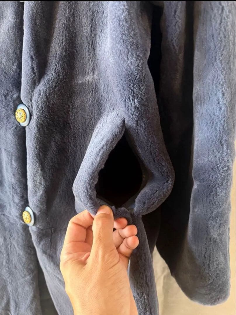 【保証書付き】定価75万円 EMBA シェアードミンクミネラルブルーロングコート