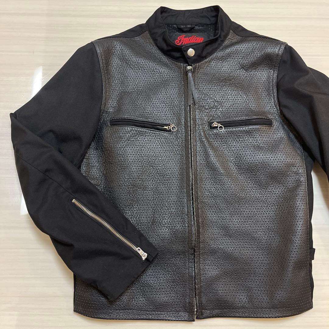 Indian バイクジャケット レディース　パンチングレザー　美品❗️