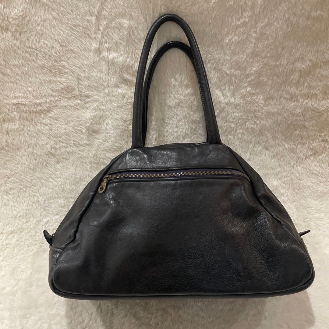 ジャスエムビー　スモールトラベラー ボストンバッグ レザー ブラック　英国製