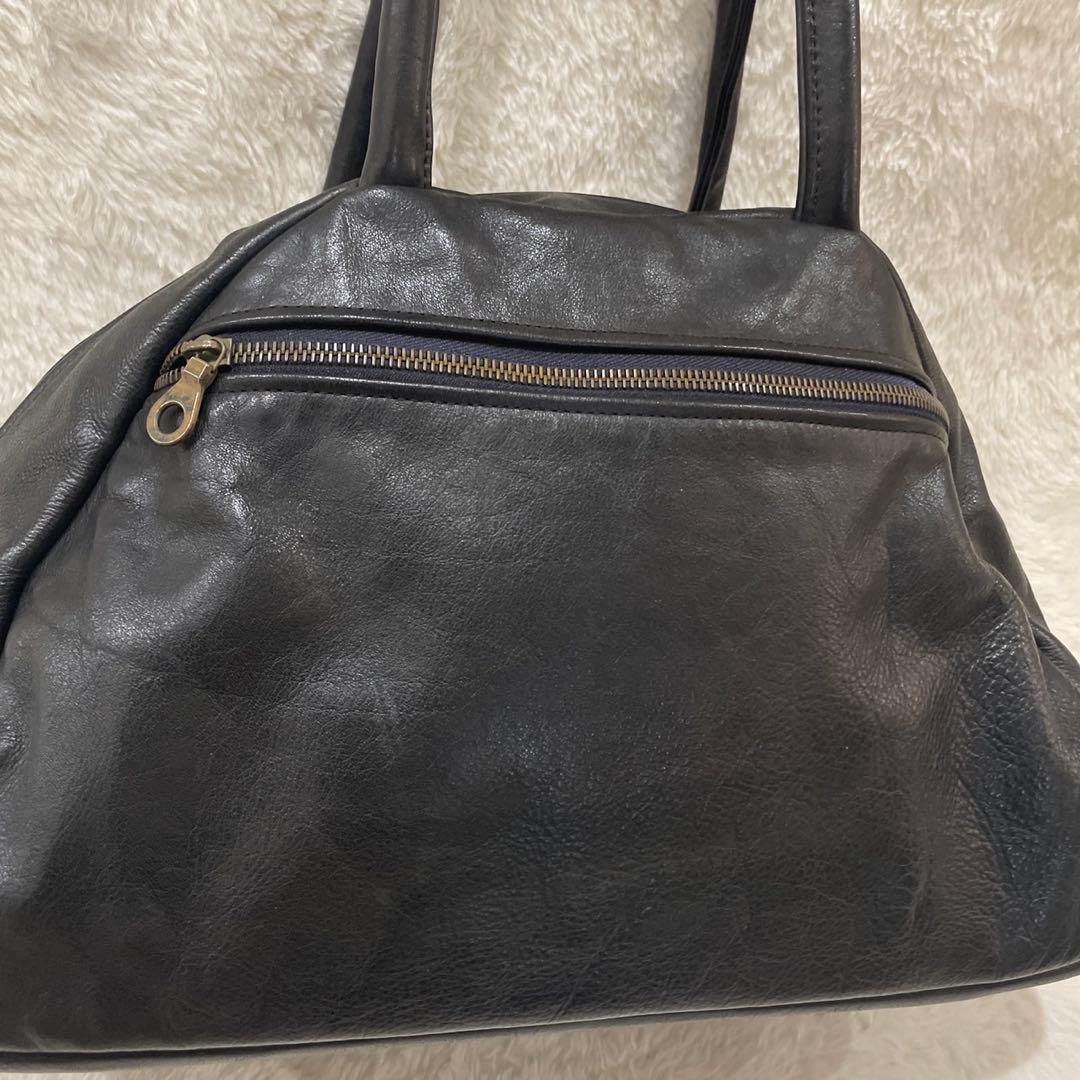 ジャスエムビー　スモールトラベラー ボストンバッグ レザー ブラック　英国製