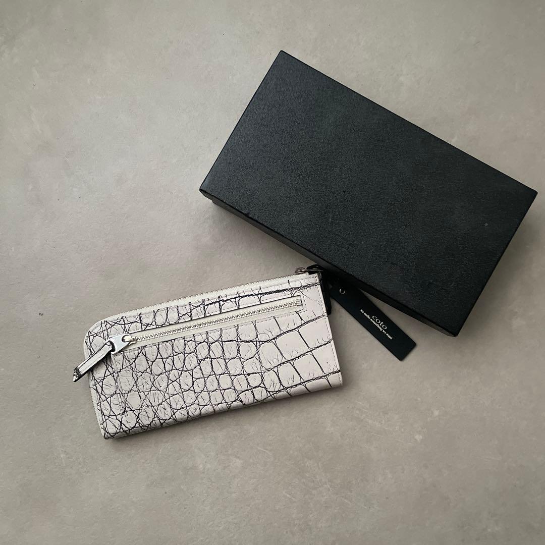 【新品タグ付】COTO アリゲーター ワニ革 レザー 長財布 ホワイト