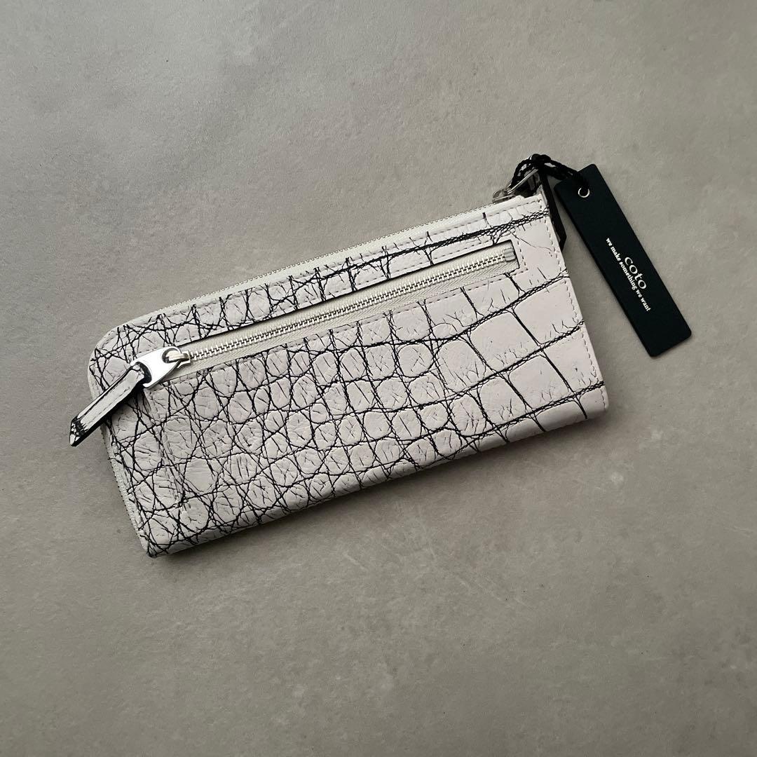 【新品タグ付】COTO アリゲーター ワニ革 レザー 長財布 ホワイト