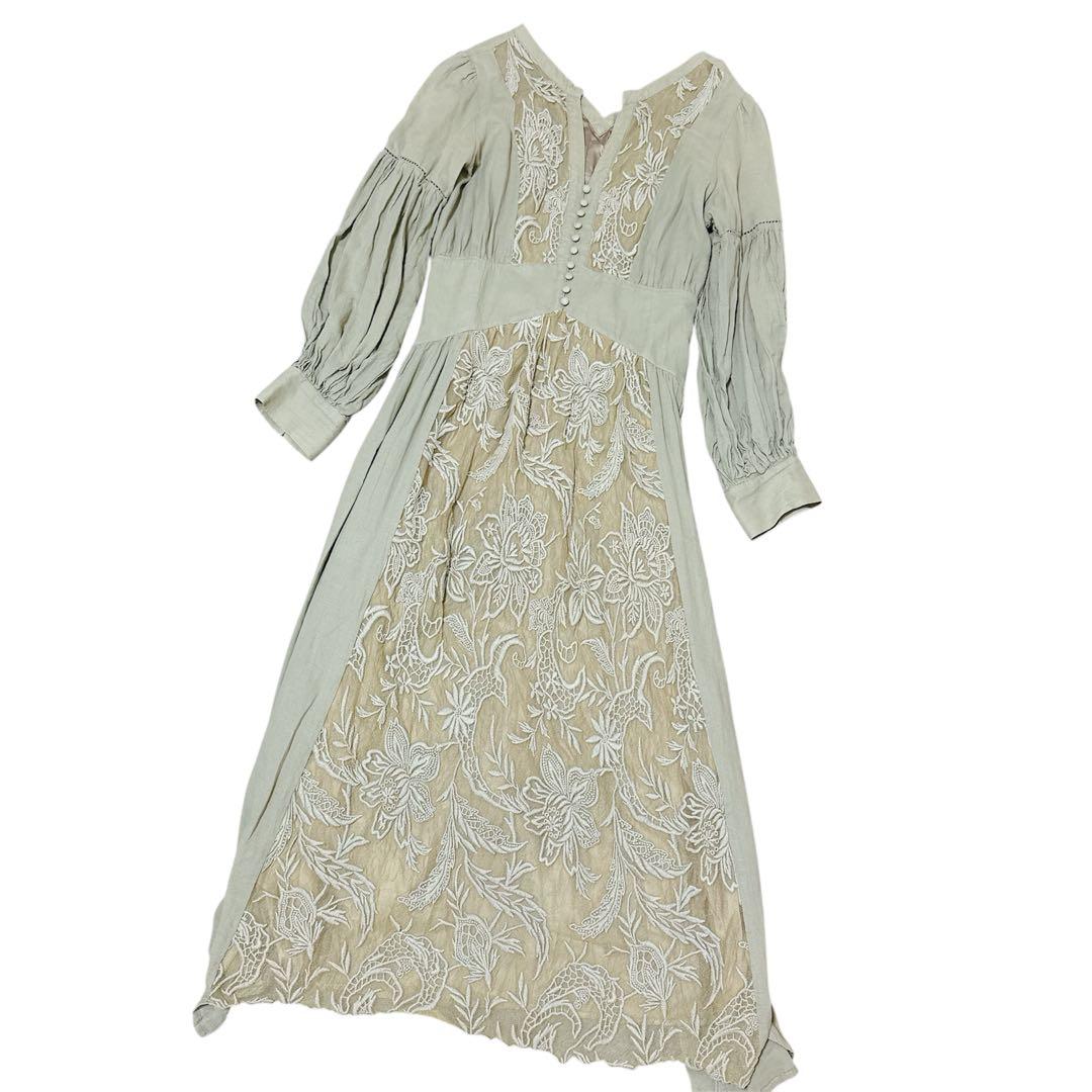 ワンピース MEDI EMBROIDERY TULLE LACE DRESS M