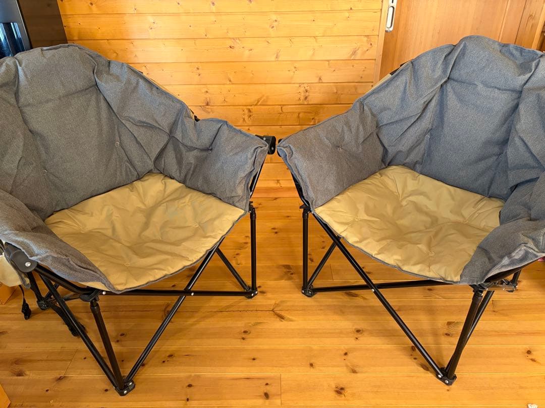 折りたたみアウトドアチェア グレーとベージュ(2脚セット)