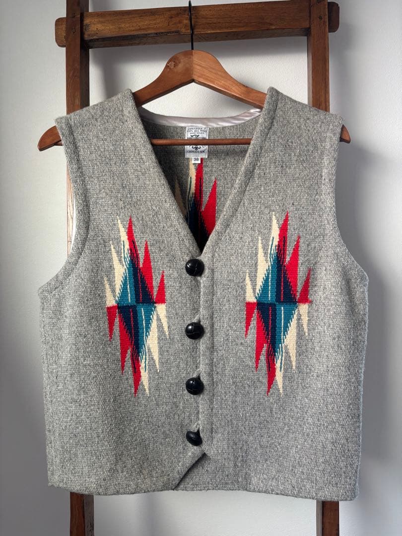 【美品】オルテガ　チマヨベスト　38　100%ウール手織り