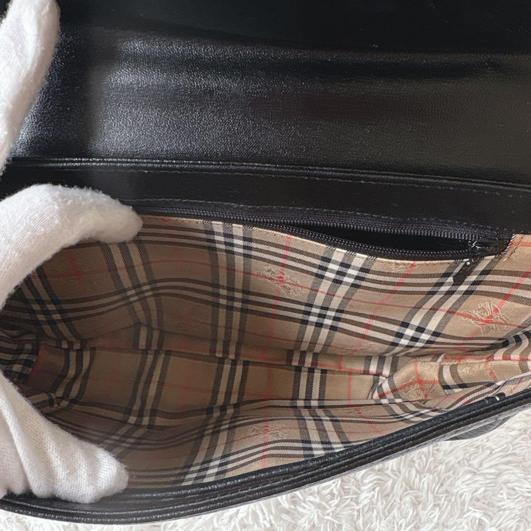 Burberrys ハンドバッグ ノバチェック シャドーホース オールレザー 黒