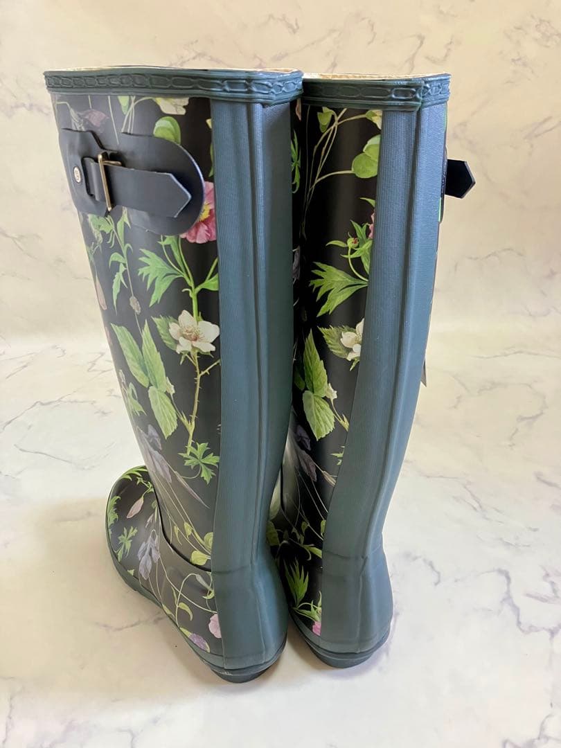【新品タグ付】HUNTER ハンター 花柄レインブーツ RHSコラボ 長靴