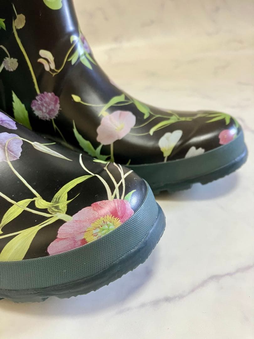 【新品タグ付】HUNTER ハンター 花柄レインブーツ RHSコラボ 長靴
