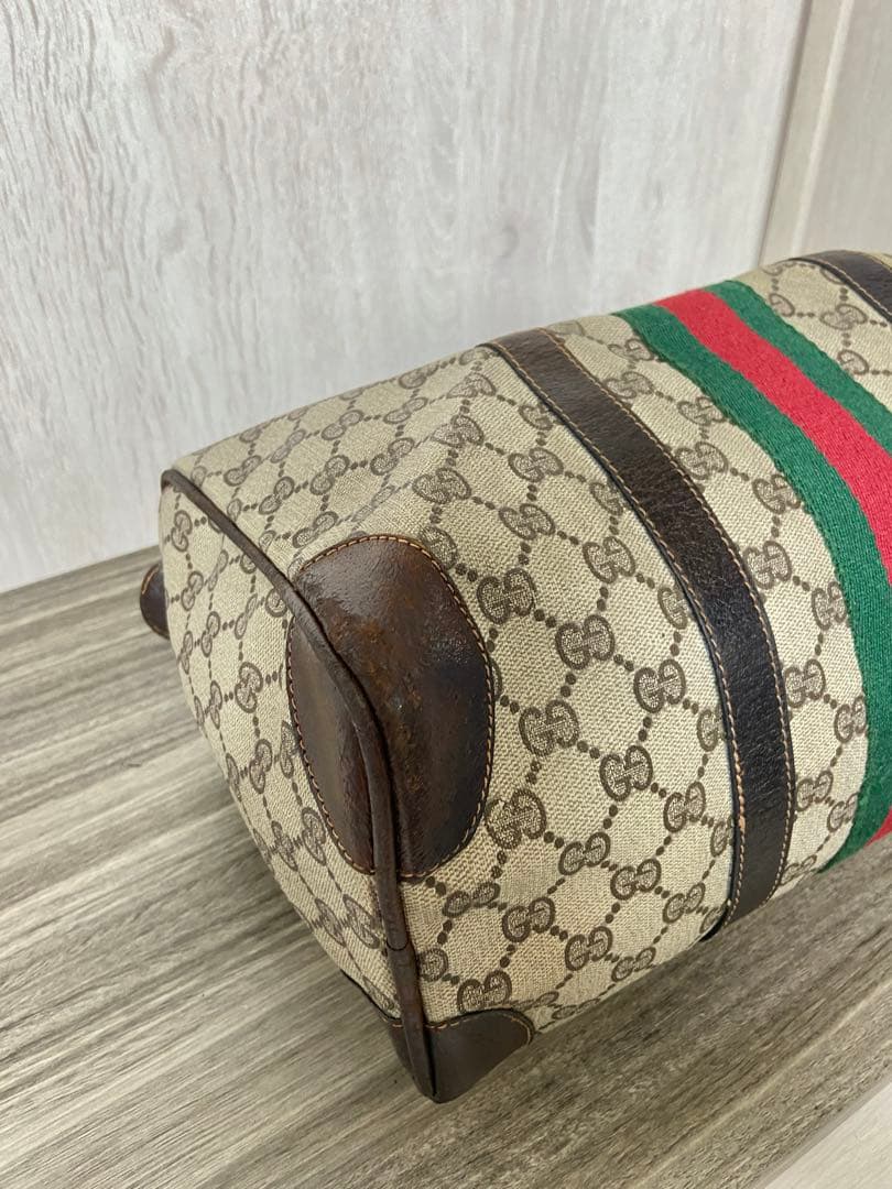 GUCCI ボストンバッグ　シェリーライン　GG スプリーム　PVC レザー