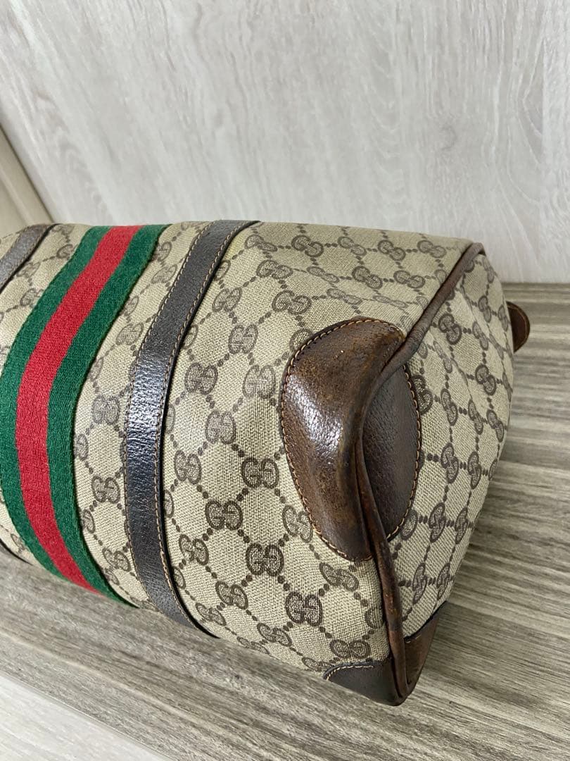 GUCCI ボストンバッグ　シェリーライン　GG スプリーム　PVC レザー