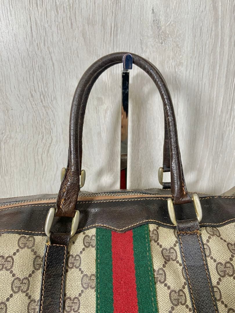 GUCCI ボストンバッグ　シェリーライン　GG スプリーム　PVC レザー