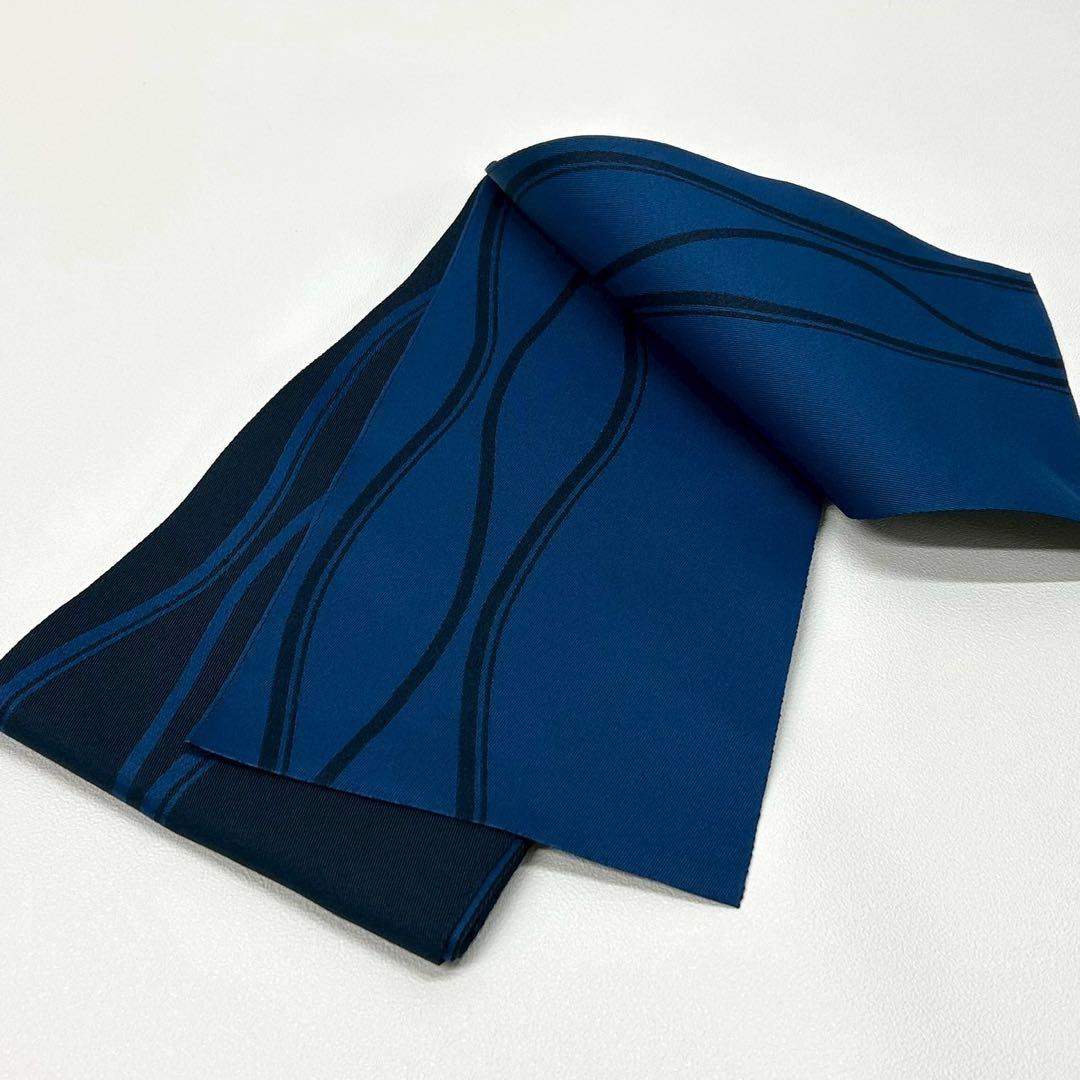 浴衣　綿麻　粋な夏着物　菊柄　紺色　４M 半幅帯　濃紺　紺　2点0806③