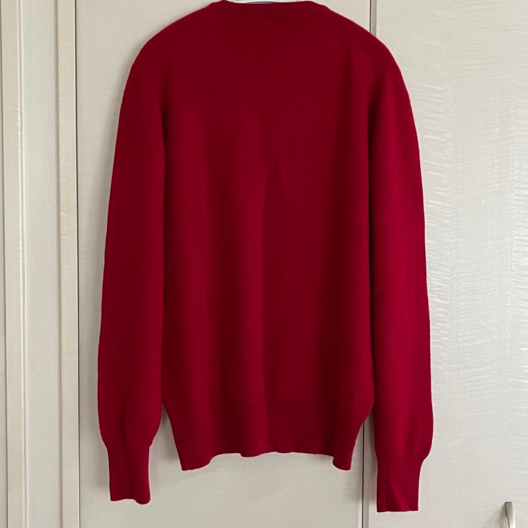 Mce 100%カシミヤ Vネックセーター ダークカラー赤 40\"