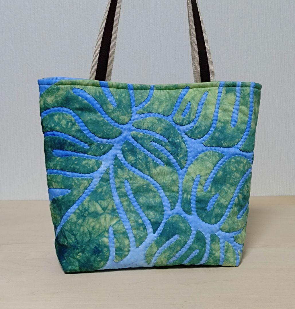 ハワイアンキルトバッグ・モンステラ