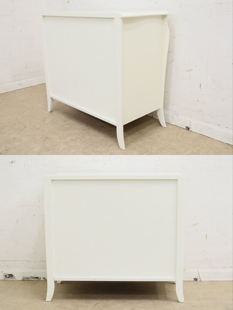 IDC大塚・東海家具【リモージュ】3段チェスト・ロココ・白家具・収納