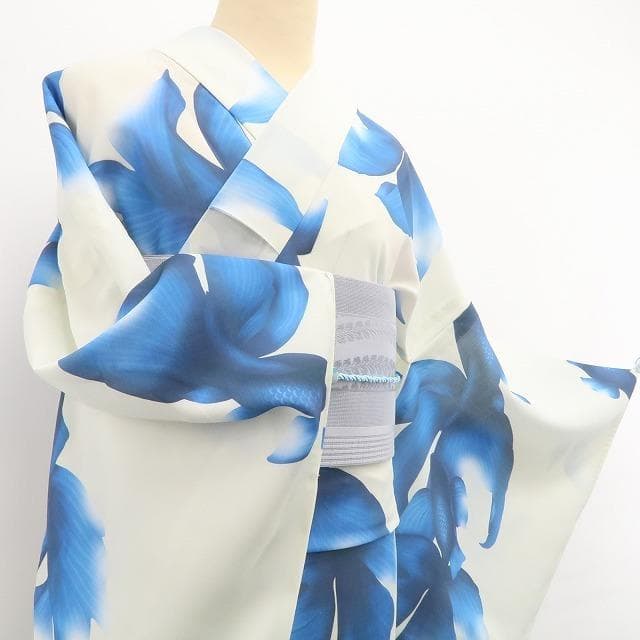 新品 撫松庵 おぼろ金魚 セオアルファ 洗える夏着物 仕付け糸付 浴衣 6215