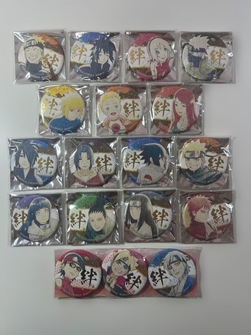 NARUTO ナルト J-WORLD 絆シリーズ 和紙 缶バッジ フルコンプ
