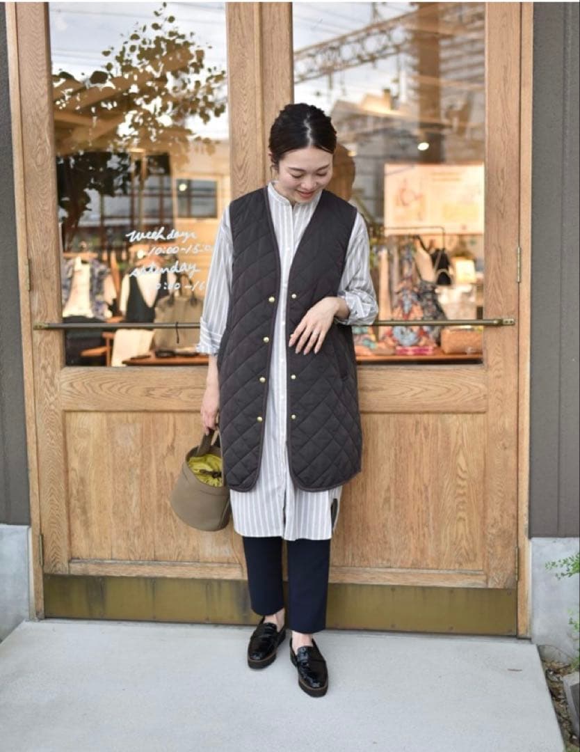 【新品未使用】our アワホーム／ロング丈のキルティングベスト