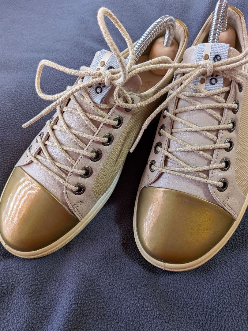 ECCO 本革ゴルフシューズ ゴールド