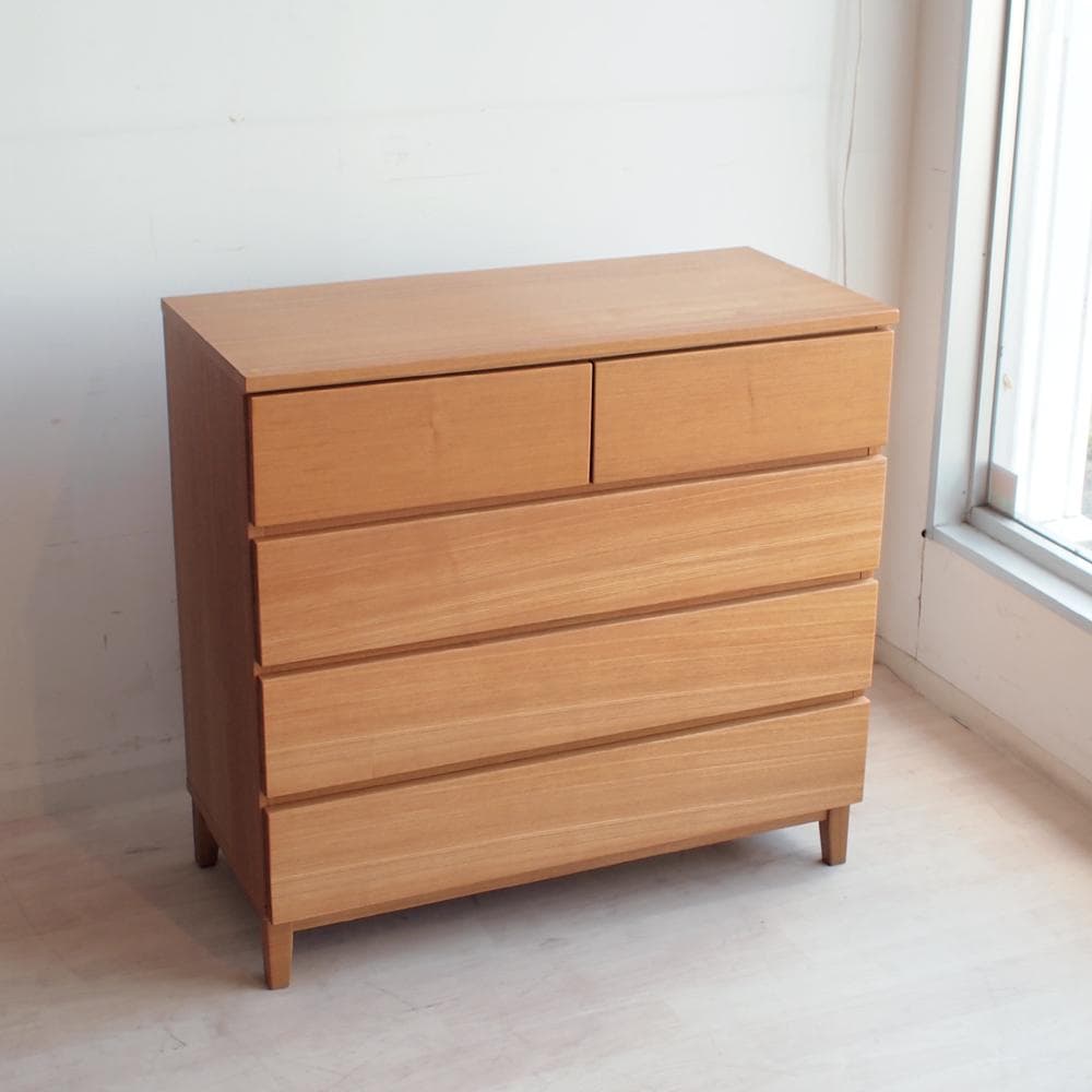 廃盤品 無印良品/MUJI タモ材 4段チェスト ナチュラル