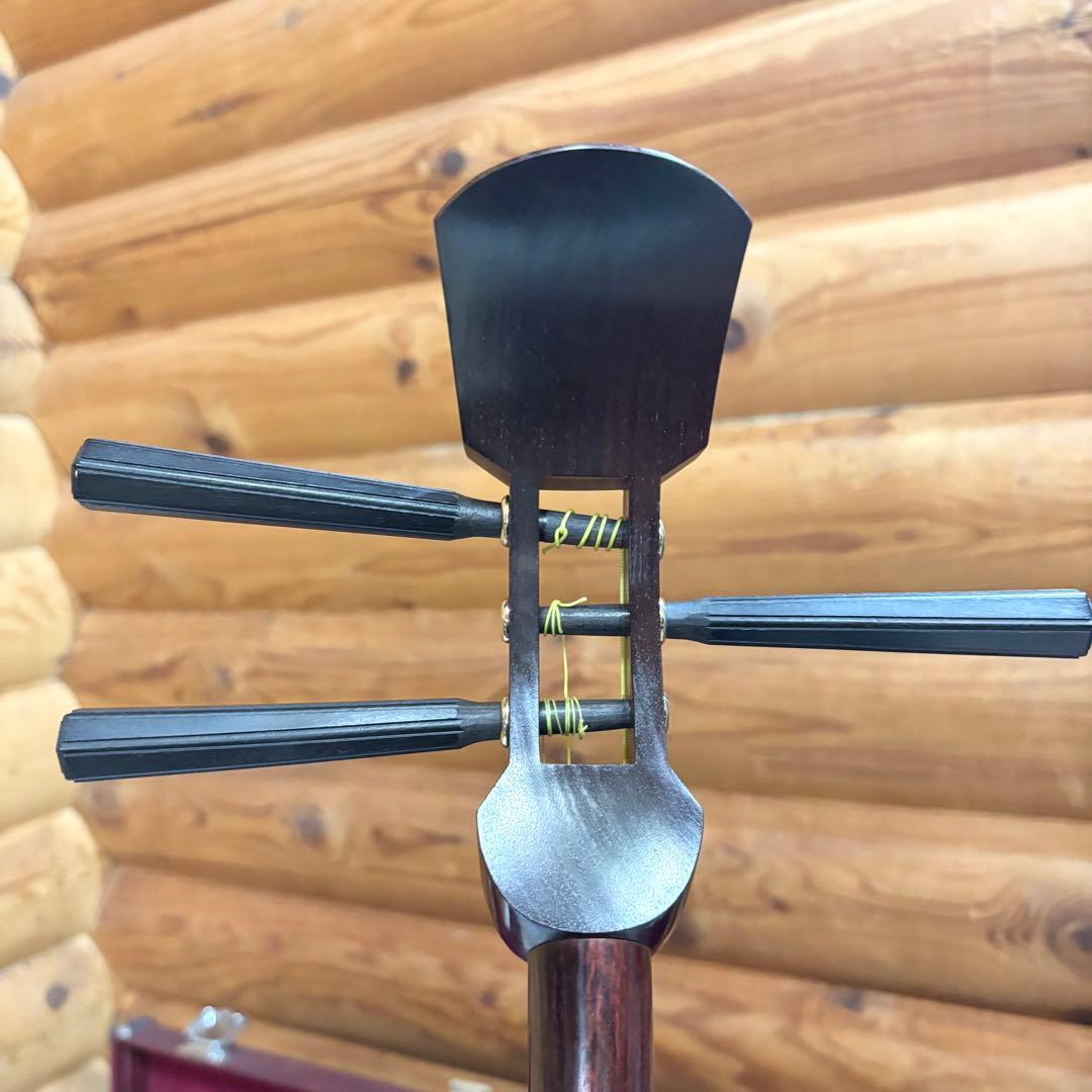 長唄三味線 細棹 丸打胴 さわり山 ハードケース 楽譜付き 五厘大胴 経木