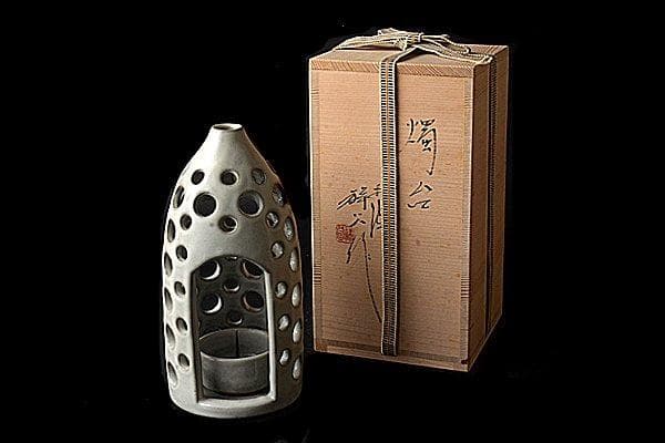 u589 現代作家　杉原祥公　丹波焼燈台　燭台 ローソク立て 骨董