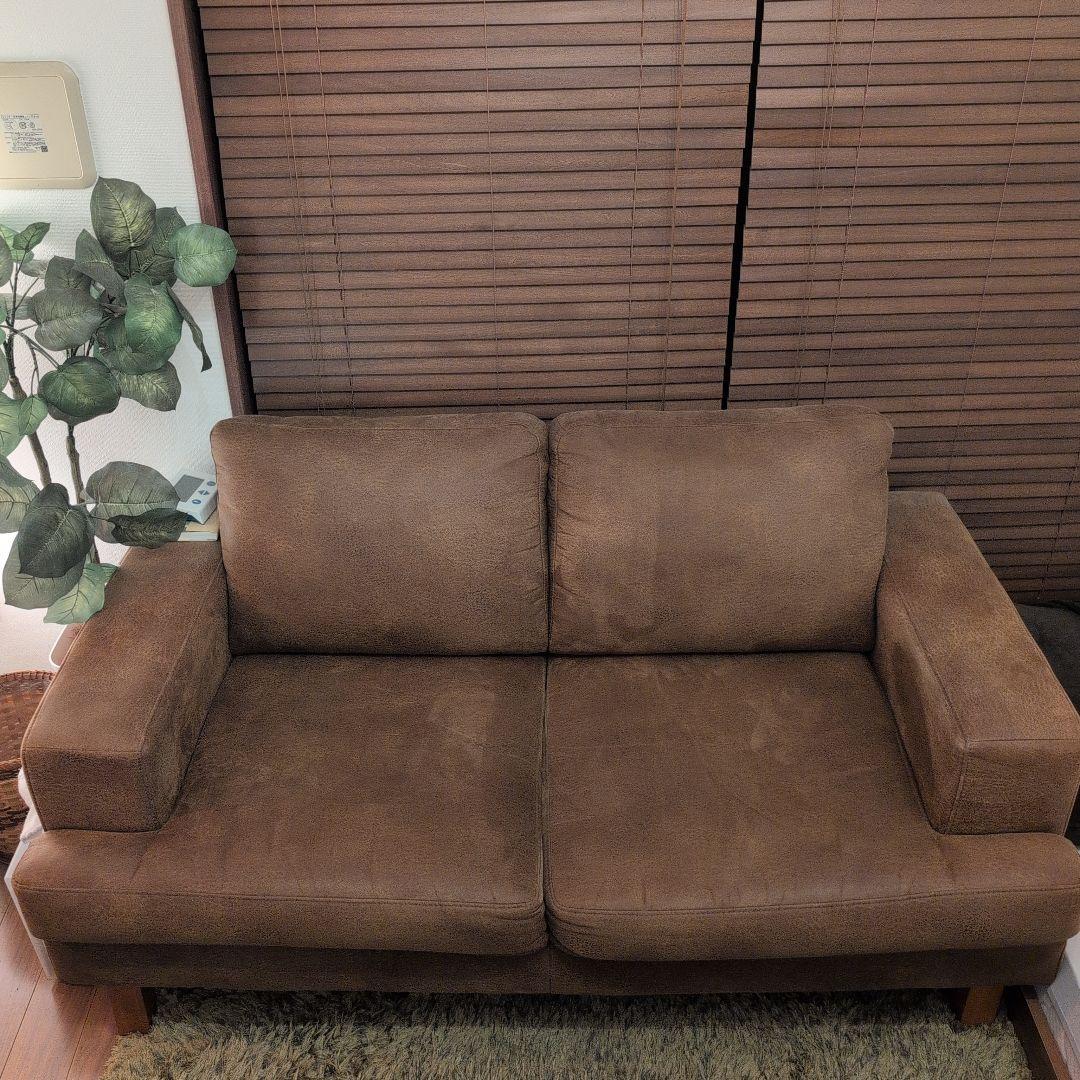 1月12日迄【東京目黒区　現地引取可の方】ソファ　ブラウンスエード調 2人掛