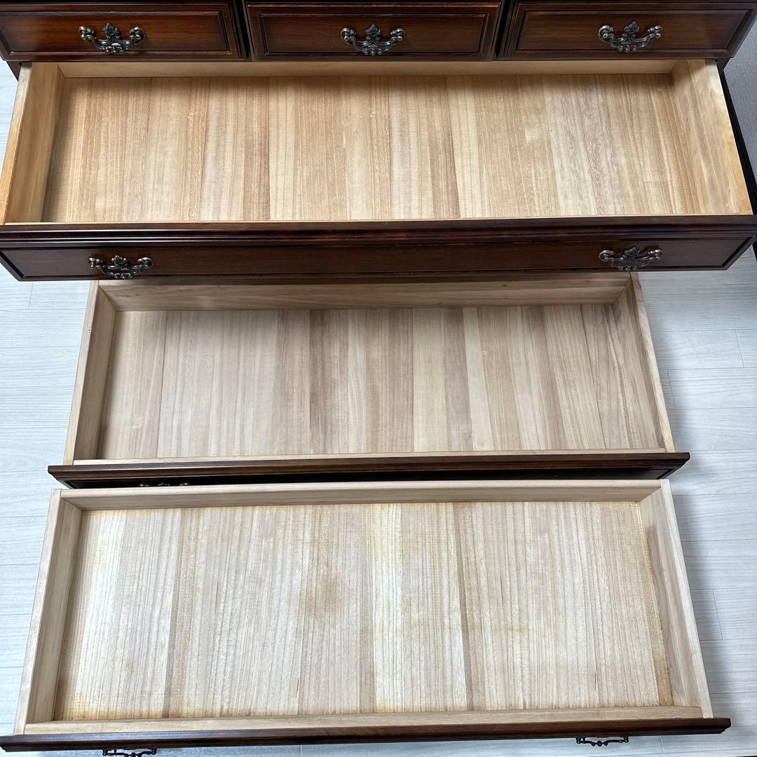 カリモク コロニアル チェスト 4段6杯 電話台 TEL台 FAX台 i1※