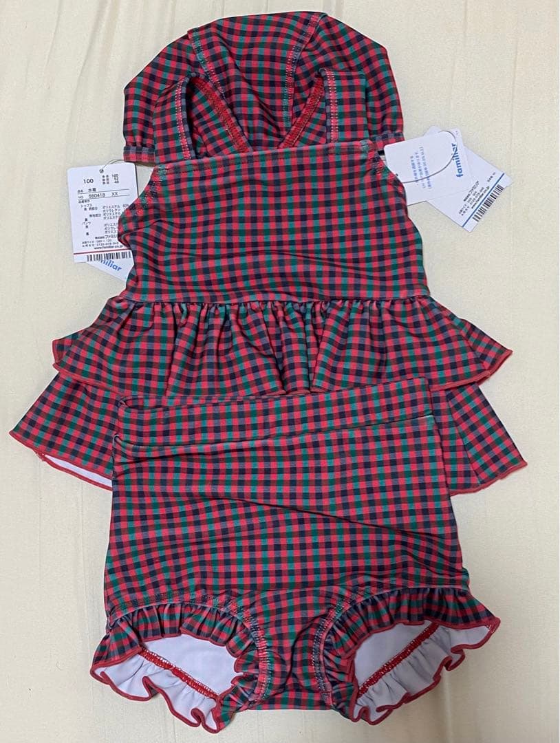 【タグ付】ファミリア　水着　帽子セット　100サイズ