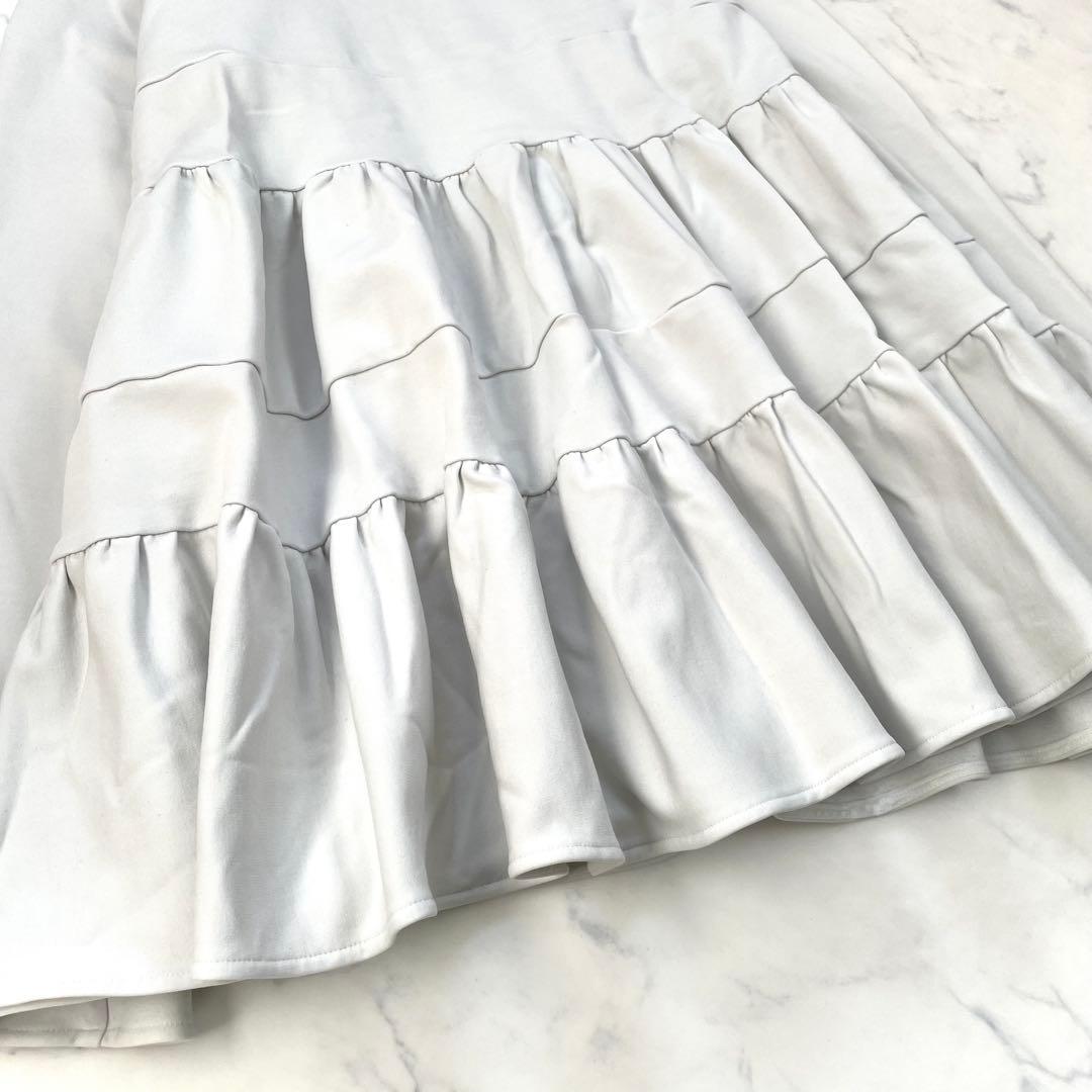 美品　ヨリ yori ぬくぬくティアードフリルブラウス　ヘム　ライトグレー