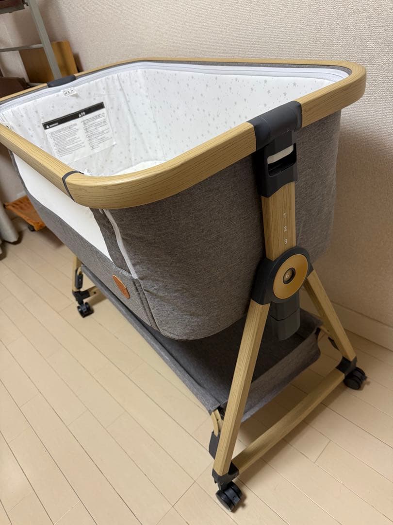 【2024年購入】HZDMJ ベビーベッド　グレー 洗える敷布団付き