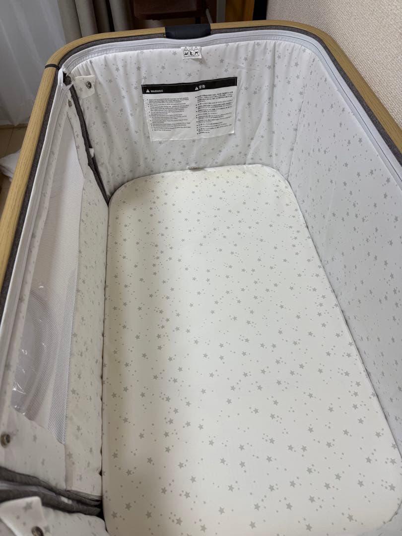 【2024年購入】HZDMJ ベビーベッド　グレー 洗える敷布団付き