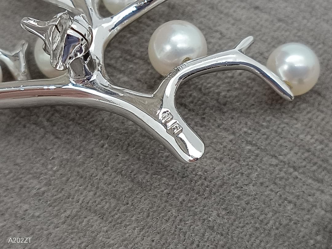 MIKIMOTO ミキモト ブローチ 幸福の木 真珠 アコヤパール　シルバー