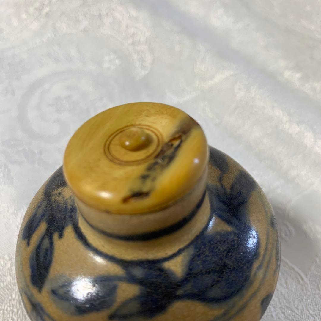 茶道具アンティーク安南染付　茶入　明骨董品