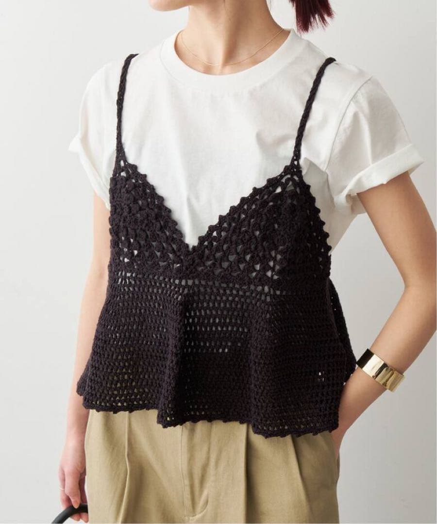 【スピックアンドスパン】クロシェニットキャミソール