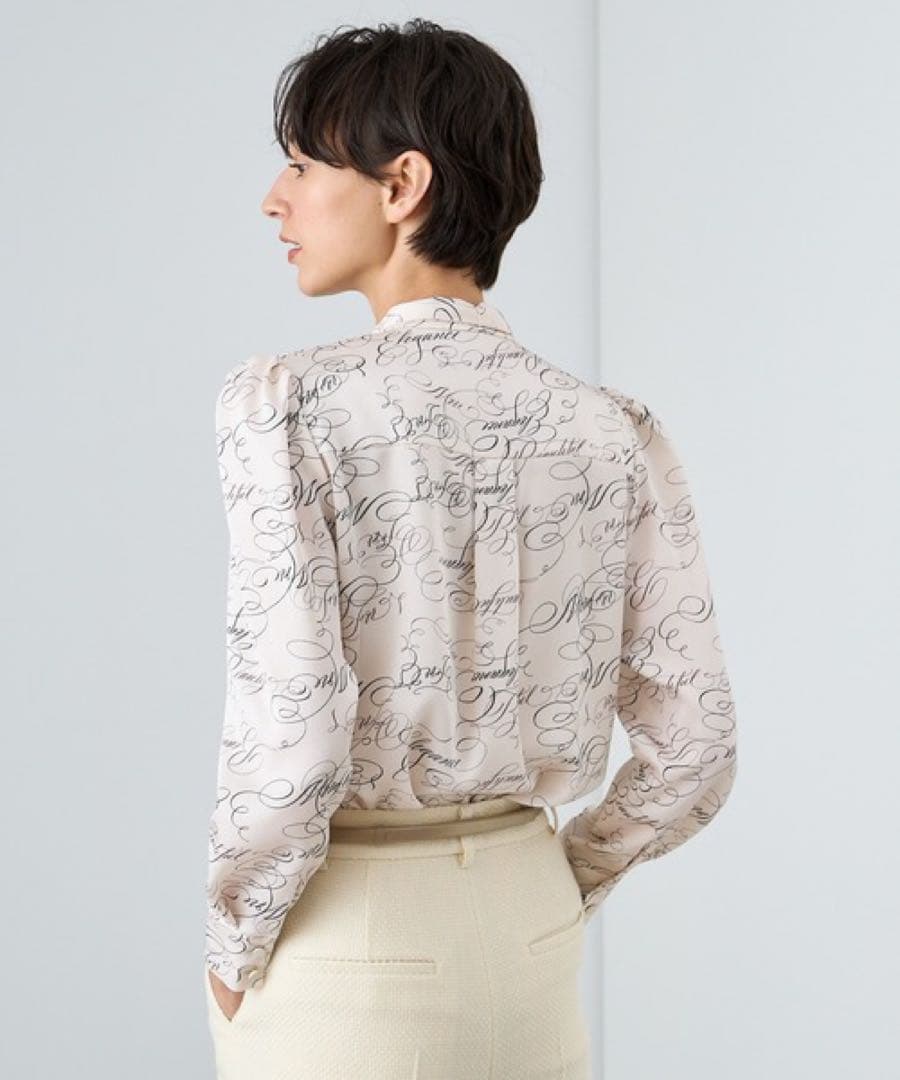 専用です。ANAYI カリグラフィープリントビジュータイ ブラウス 38