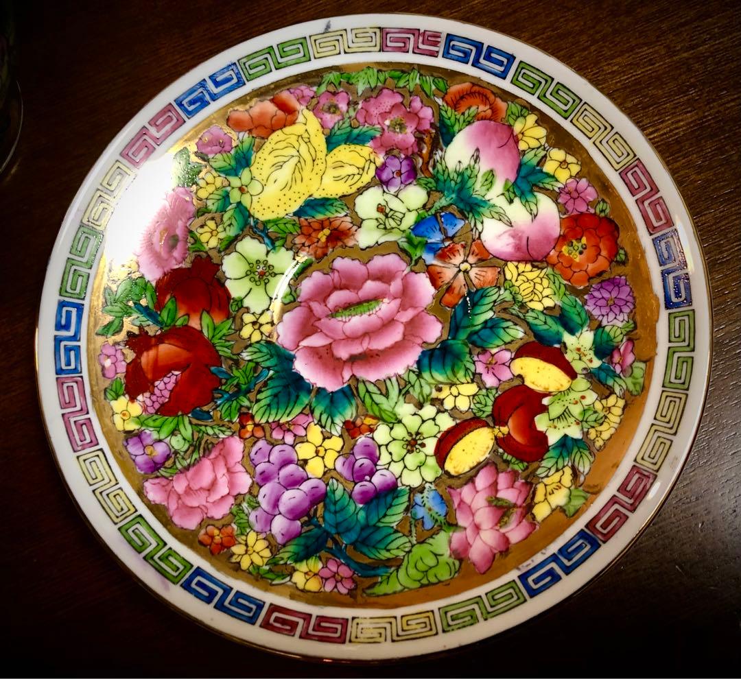 中国景徳鎮　 十錦手　金地粉彩万華不落地　ティーセット