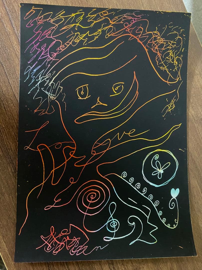 いわくつき現代絵画3点　木製額つき