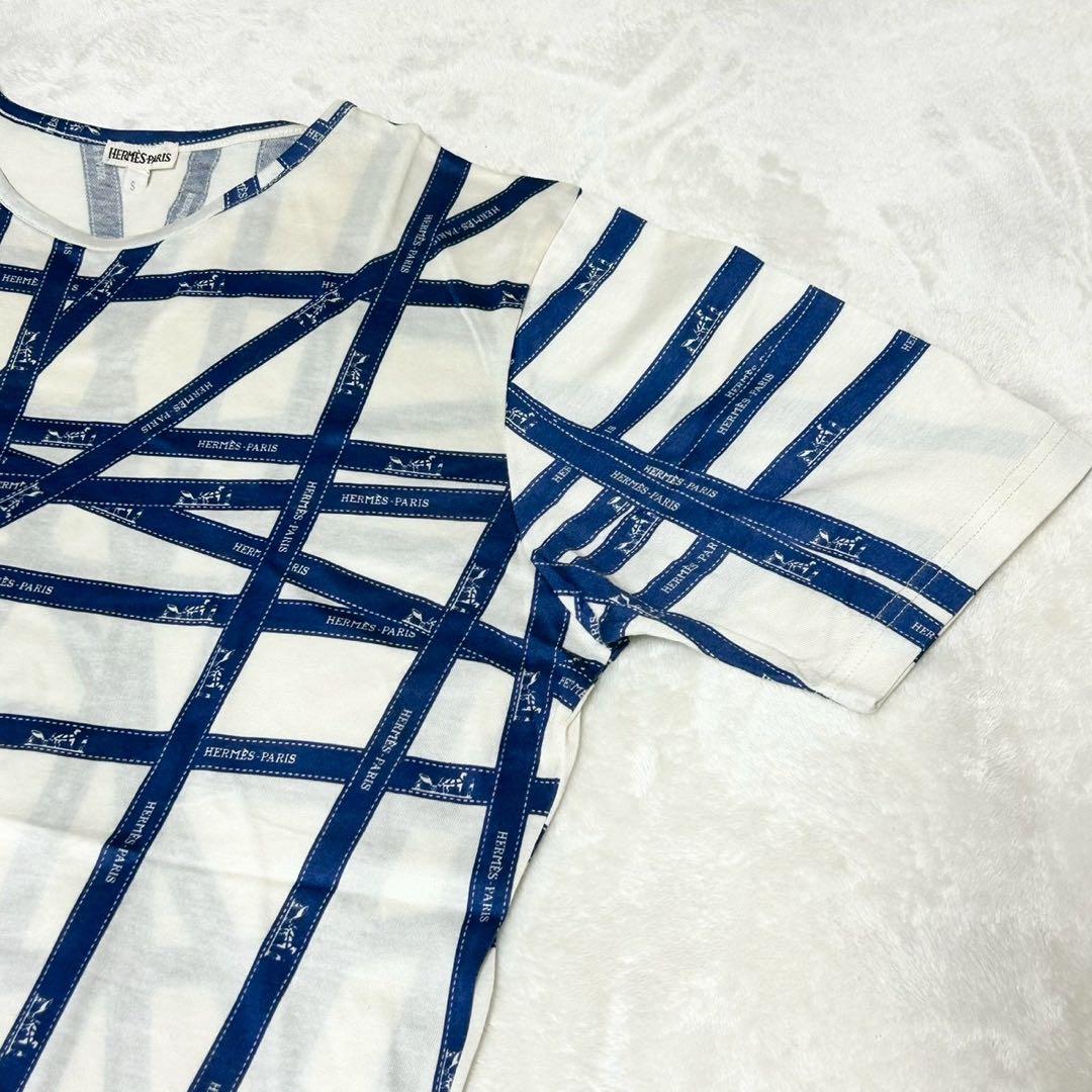 ★美品★エルメス　Tシャツ　マルジェラ期　ボルデュック　リボン　コットン　ロゴ